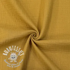 Tissu double gaze/mousseline dark ochre ORGANIC