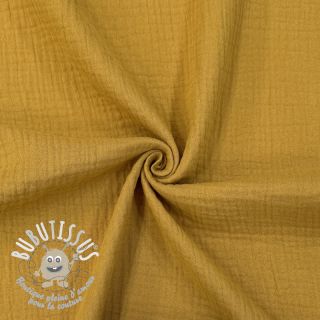 Tissu double gaze/mousseline dark ochre ORGANIC
