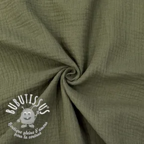 Tissu double gaze/mousseline dark moss green ORGANIC