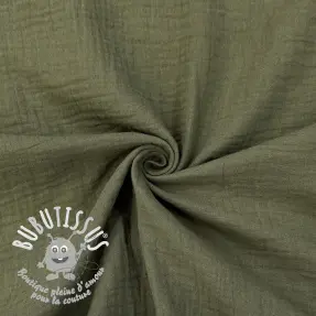 Tissu double gaze/mousseline dark moss green
