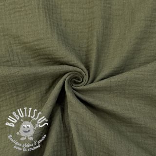 Tissu double gaze/mousseline dark moss green