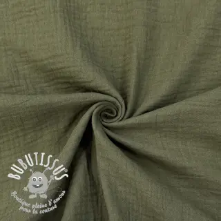 Tissu double gaze/mousseline dark moss green
