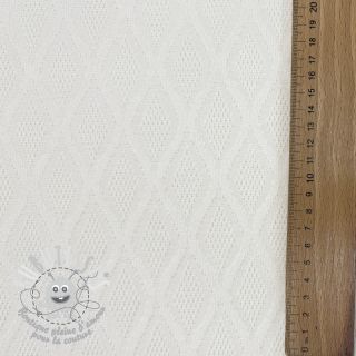 Tissu maille tricot jacquard Diamond off white
