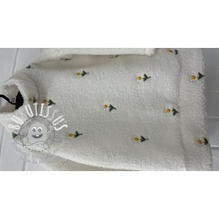 Tissu de manteau TEDDY EMBROIDERY Flowers off white