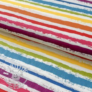 Tissu coton Big stripes Snoozy multirainbow