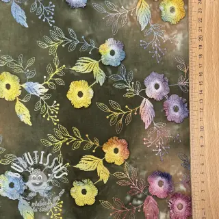 Tissu coton TIE DYE EMBROIDERY Poppy design N