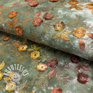 Tissu coton TIE DYE EMBROIDERY Poppy design O