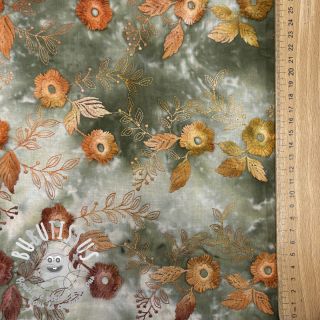 Tissu coton TIE DYE EMBROIDERY Poppy design O