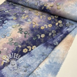 Tissu coton TIE DYE EMBROIDERY Poppy design T