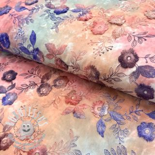 Tissu coton TIE DYE EMBROIDERY Poppy design R