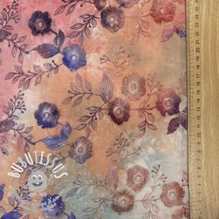Tissu coton TIE DYE EMBROIDERY Poppy design R
