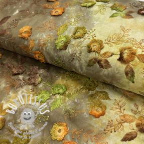 Tissu coton TIE DYE EMBROIDERY Poppy design P