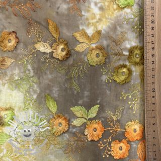 Tissu coton TIE DYE EMBROIDERY Poppy design P