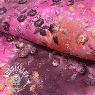 Tissu coton TIE DYE EMBROIDERY Poppy design Q