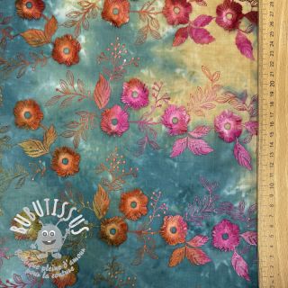 Tissu coton TIE DYE EMBROIDERY Poppy design S