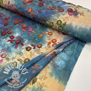 Tissu coton TIE DYE EMBROIDERY Poppy design S