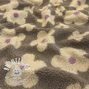 Kabátovina TEDDY JACQUARD Flowers taupe/beige