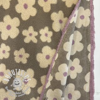 Tissu de manteau TEDDY JACQUARD Flowers taupe/beige