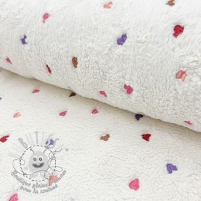 Tissu de manteau TEDDY Tossed hearts multi