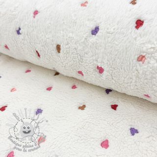 Tissu de manteau TEDDY Tossed hearts multi