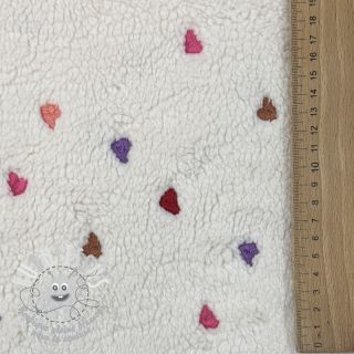 Tissu de manteau TEDDY Tossed hearts multi