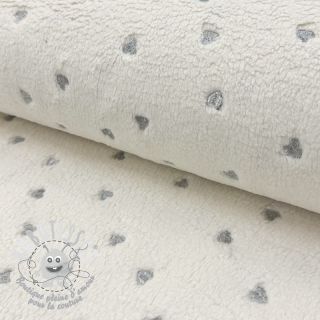 Tissu de manteau TEDDY Tossed hearts silver
