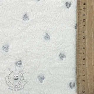 Tissu de manteau TEDDY Tossed hearts silver