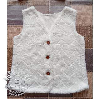 Tissu de manteau TEDDY Hearts in hearts ecru