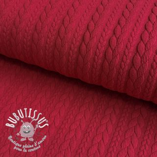 Tissu maille tricot jacquard Cably dark red