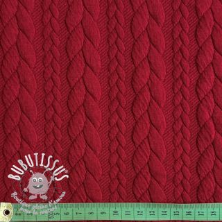 Tissu maille tricot jacquard Cably dark red