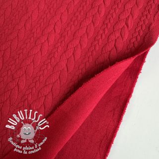 Tissu maille tricot jacquard Cably dark red