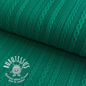 Tissu maille tricot jacquard Cable forest green