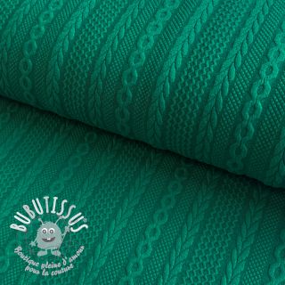 Tissu maille tricot jacquard Cable forest green