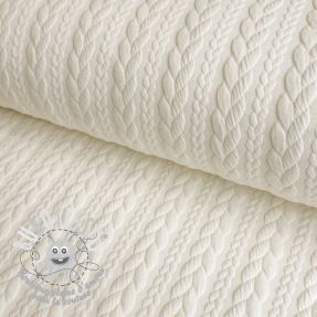 Tissu maille tricot jacquard Cably off white