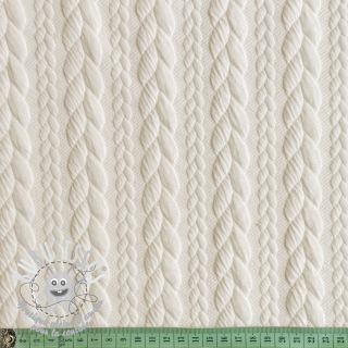 Tissu maille tricot jacquard Cably off white