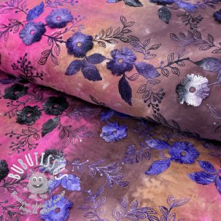 Tissu coton TIE DYE EMBROIDERY Poppy design A