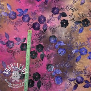 Tissu coton TIE DYE EMBROIDERY Poppy design A