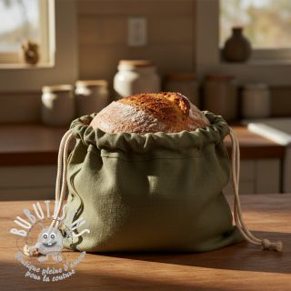 Lin lavé dark moss green