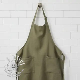 Lin lavé dark moss green