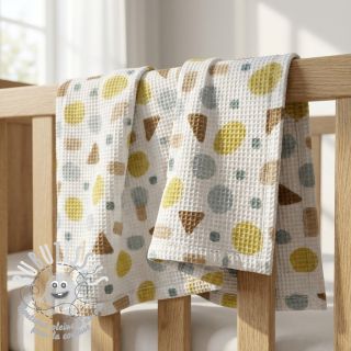 Tissu nid d’abeille Shapes yellow digital print