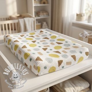 Tissu nid d’abeille Shapes yellow digital print