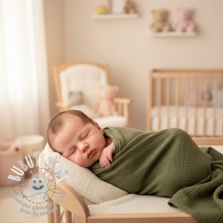 Tissu double gaze/mousseline dark moss green