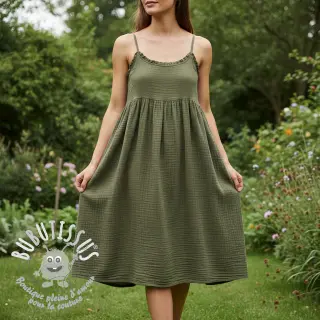 Tissu double gaze/mousseline dark moss green