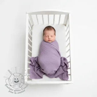 Tissu double gaze/mousseline dark lilac ORGANIC