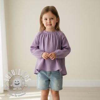 Tissu double gaze/mousseline dark lilac ORGANIC