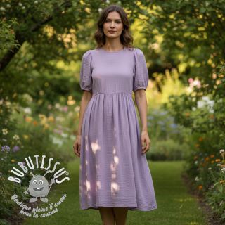 Tissu double gaze/mousseline dark lilac ORGANIC