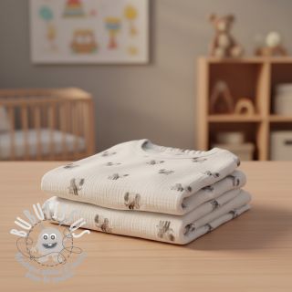 Tissu double gaze/mousseline Animals design A digital print ORGANIC