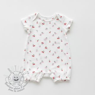 Tissu double gaze/mousseline Fruits cherry white