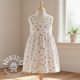 Tissu double gaze/mousseline Fruits cherry white