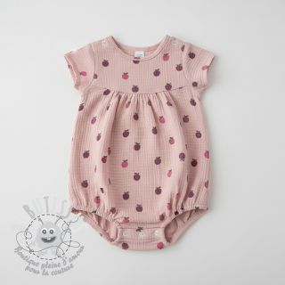 Tissu double gaze/mousseline Fruits apple soft rose